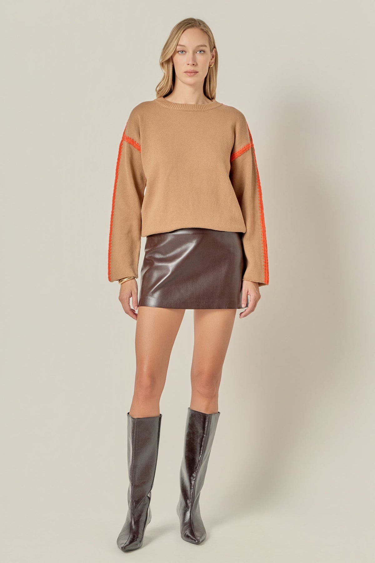 ENGLISH FACTORY - Stitch Detailed Crew Neck Knit - SWEATERS & KNITS available at Objectrare
