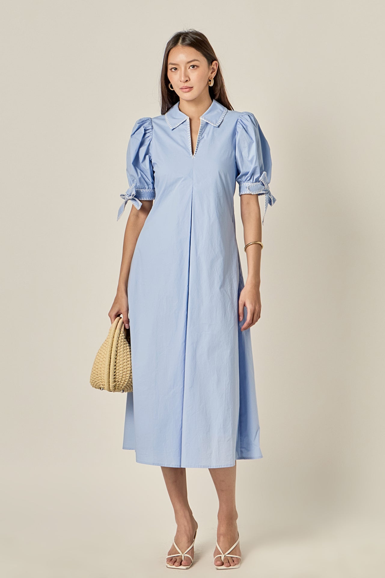 Stitch Detailed Midi Dress