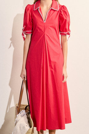 ENGLISH FACTORY - Stitch Detailed Midi Dress - DRESSES available at Objectrare