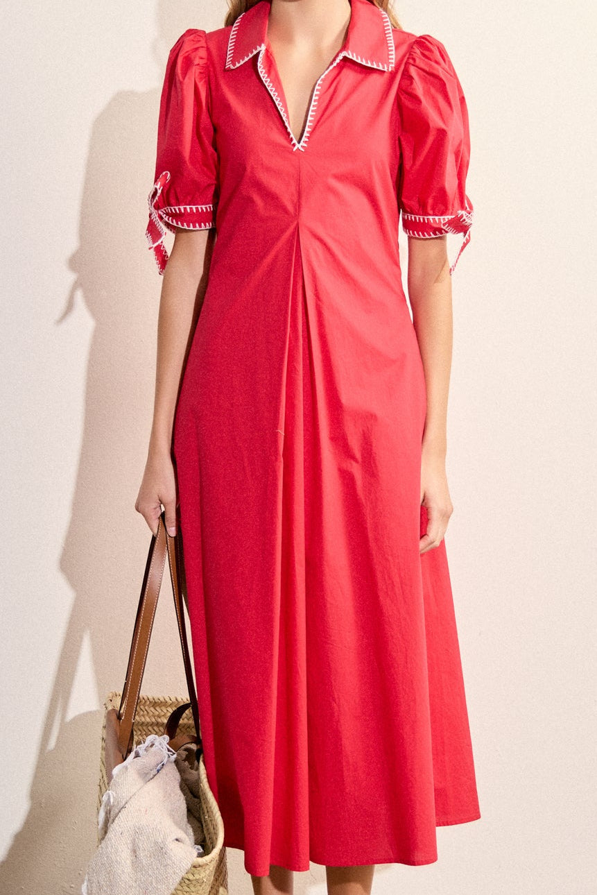 ENGLISH FACTORY - Stitch Detailed Midi Dress - DRESSES available at Objectrare