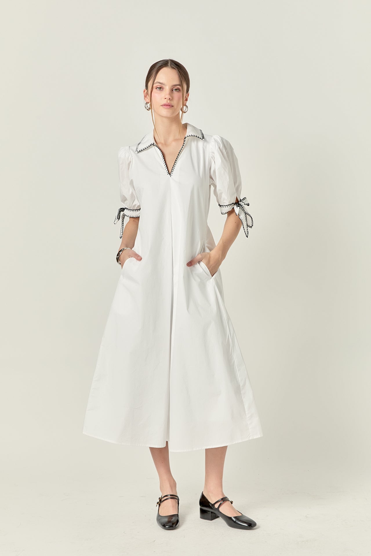 ENGLISH FACTORY - Stitch Detailed Midi Dress - DRESSES available at Objectrare