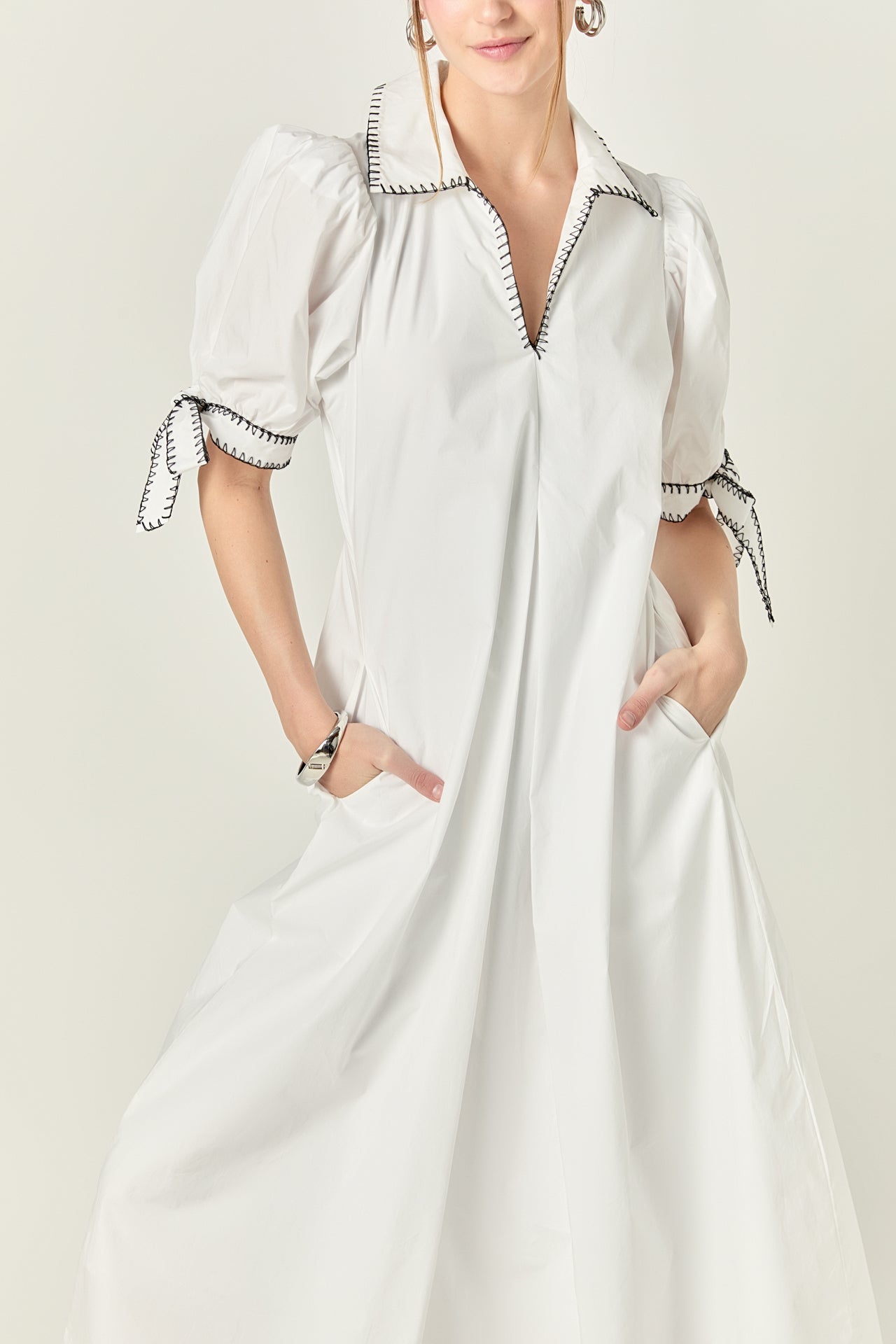 Stitch Detailed Midi Dress