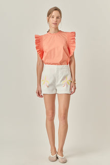 ENGLISH FACTORY - The Lila Tropical Embroidered Shorts - SHORTS available at Objectrare