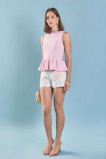 ENGLISH FACTORY - Lila Tropical Embroidered Shorts - SHORTS available at Objectrare