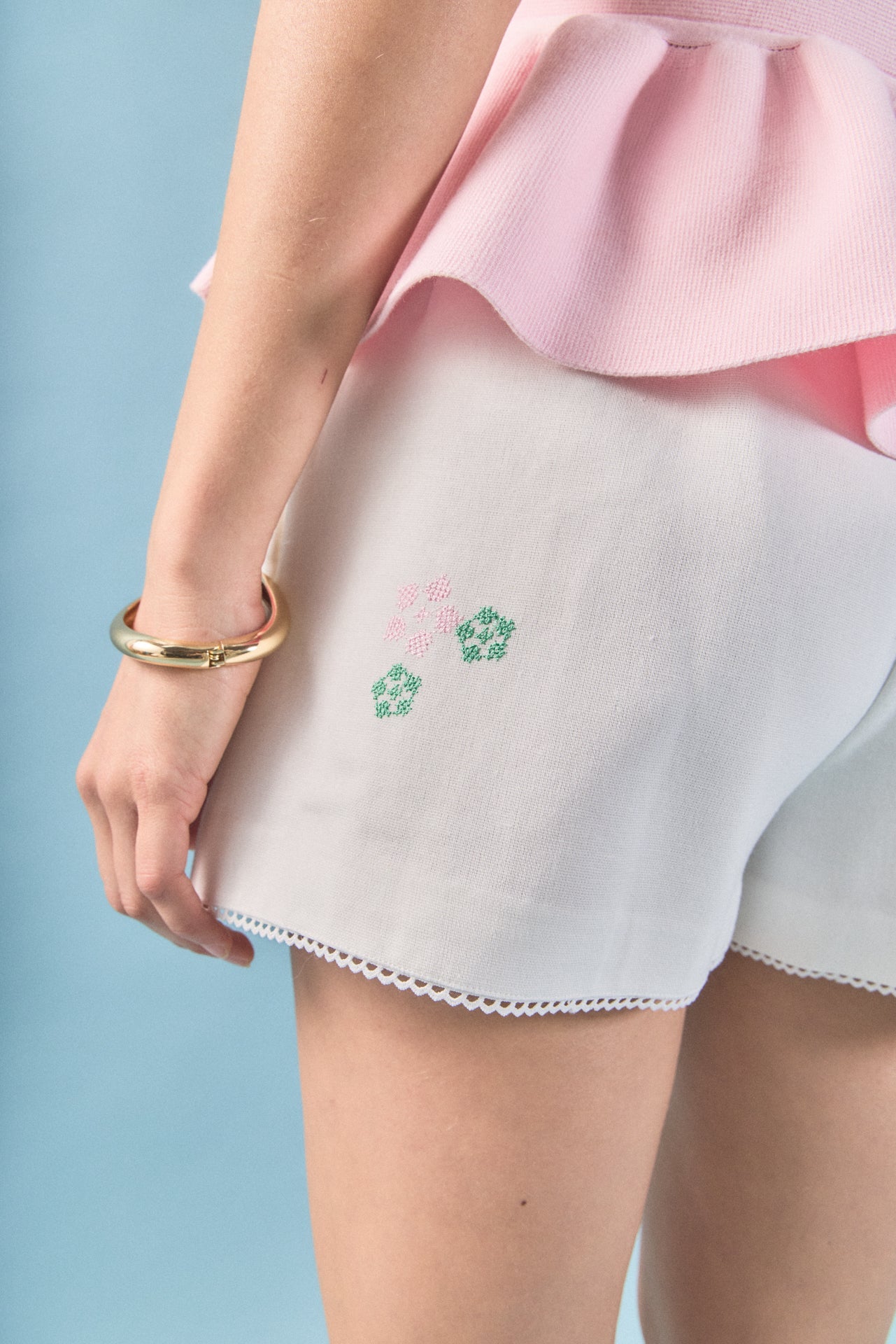 ENGLISH FACTORY - Lila Tropical Embroidered Shorts - SHORTS available at Objectrare