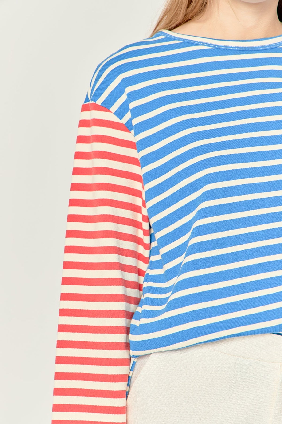 ENGLISH FACTORY - Striped Color Block Long Sleeve Tee - TOPS available at Objectrare