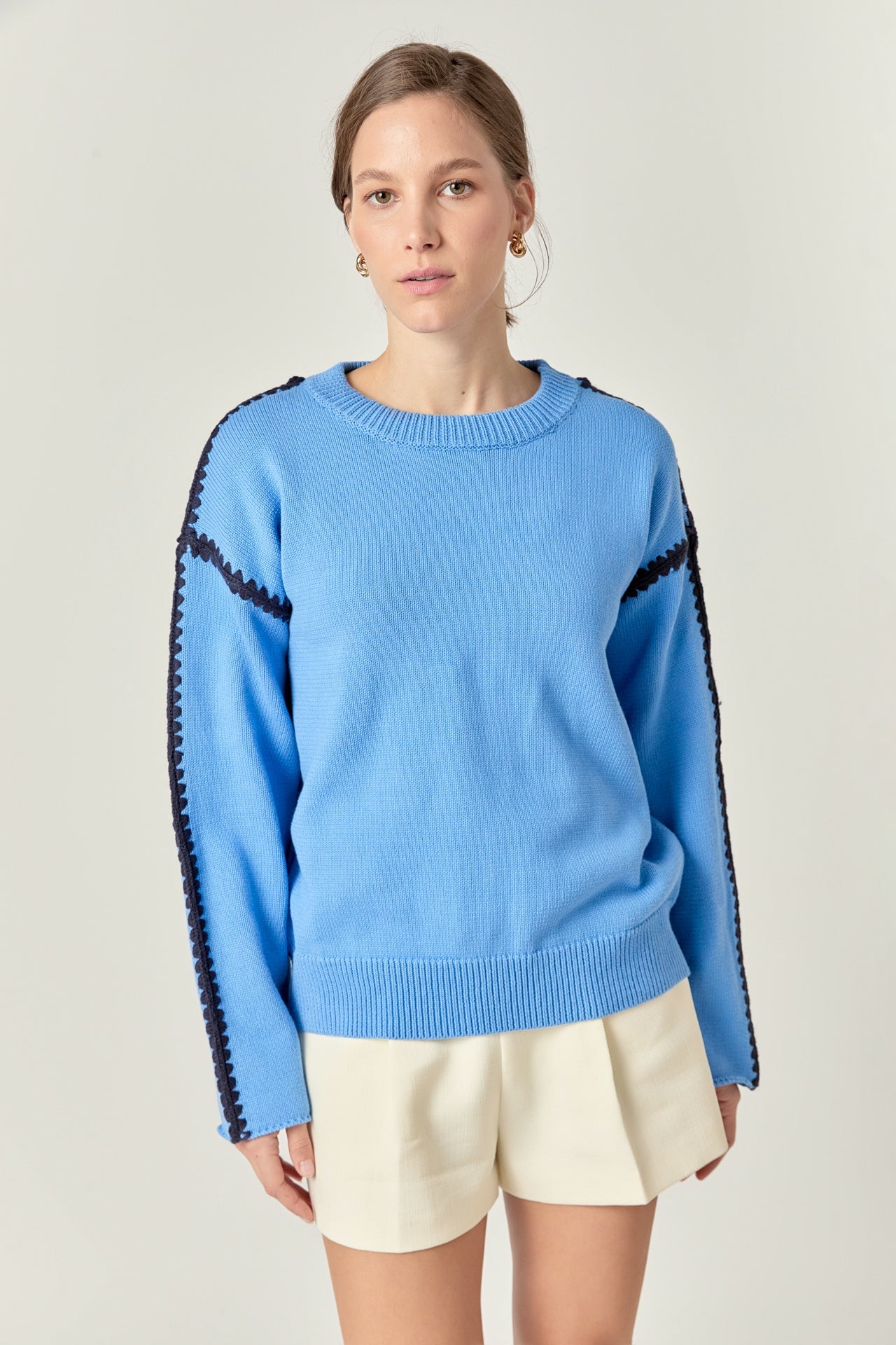 ENGLISH FACTORY - English Factory - Joan Stitch Detailed Crew Neck Knit - SWEATERS & KNITS available at Objectrare