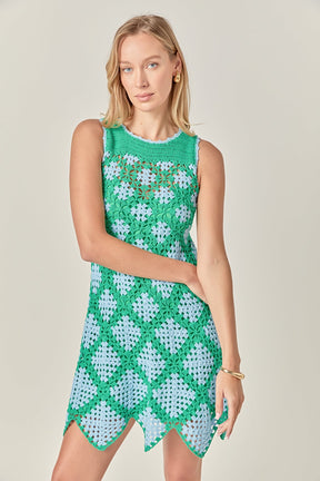 ENGLISH FACTORY - Seabloom Crochet Knit Dress - DRESSES available at Objectrare