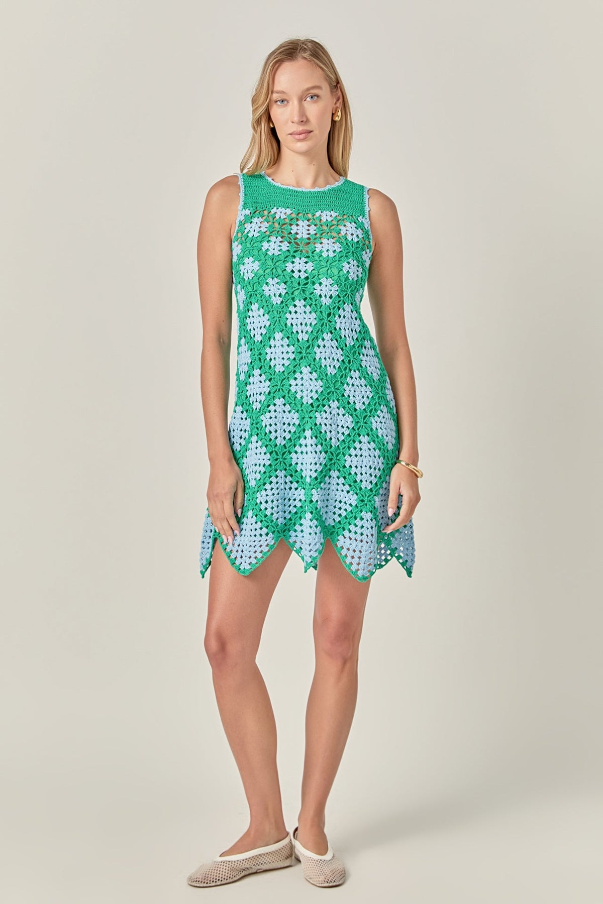 ENGLISH FACTORY - Seabloom Crochet Knit Dress - DRESSES available at Objectrare
