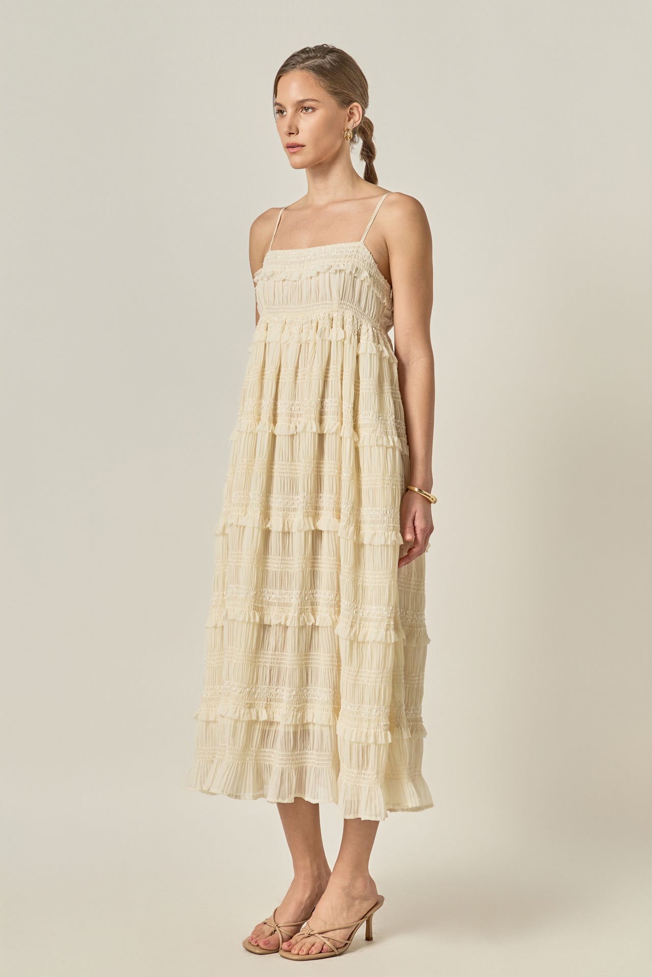 ENGLISH FACTORY - Smocked Sleeveless Midi Dress - DRESSES available at Objectrare