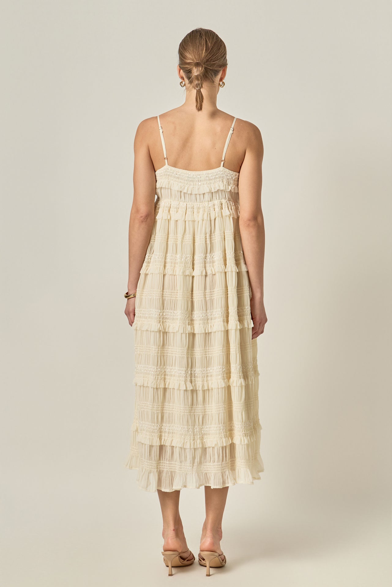 ENGLISH FACTORY - Smocked Sleeveless Midi Dress - DRESSES available at Objectrare