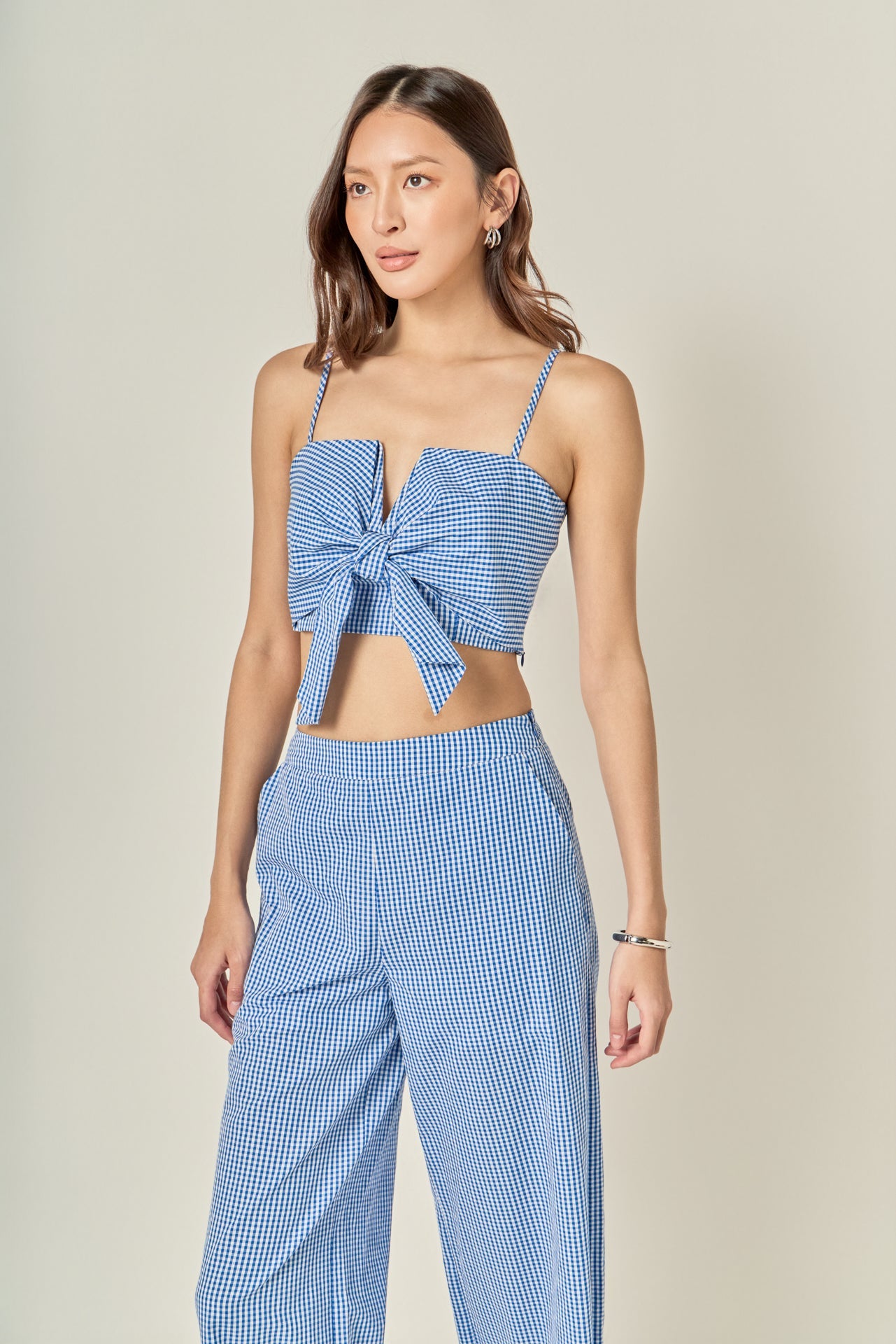 ENGLISH FACTORY - Gingham Twist Crop Top - TANK TOPS available at Objectrare