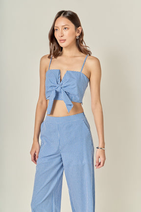 ENGLISH FACTORY - Gingham Twist Crop Top - TANK TOPS available at Objectrare