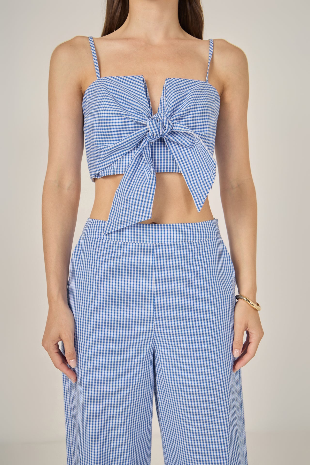 ENGLISH FACTORY - Gingham Twist Crop Top - TANK TOPS available at Objectrare