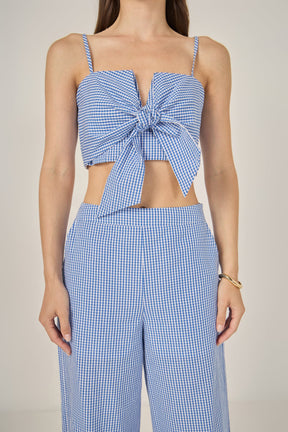 ENGLISH FACTORY - Gingham Twist Crop Top - TANK TOPS available at Objectrare