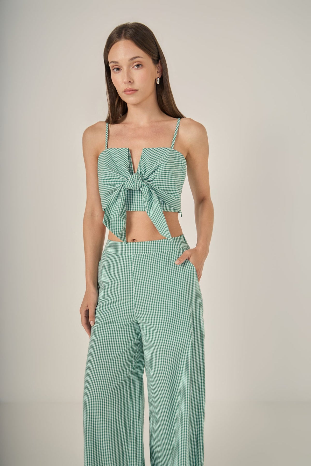 Gingham Twist Crop Top