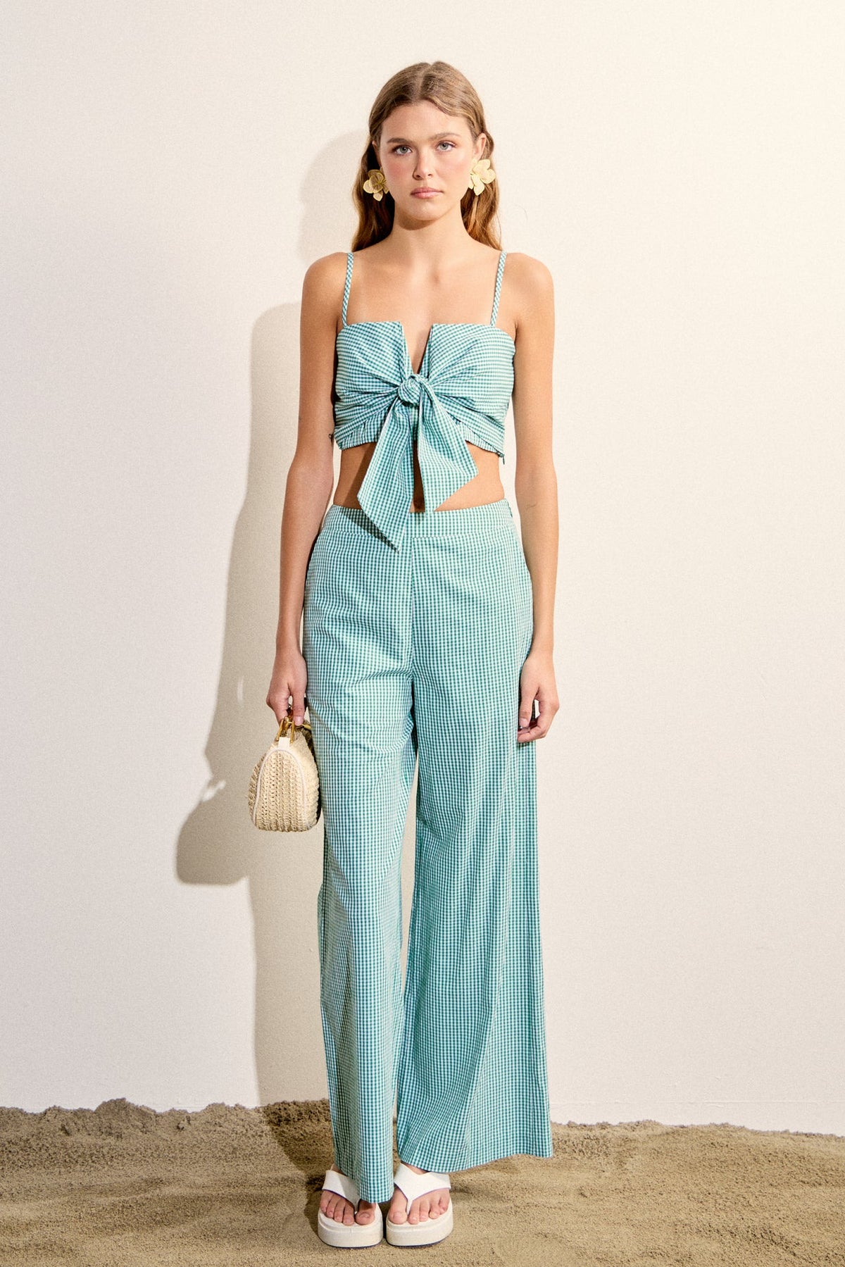 Gingham Twist Crop Top