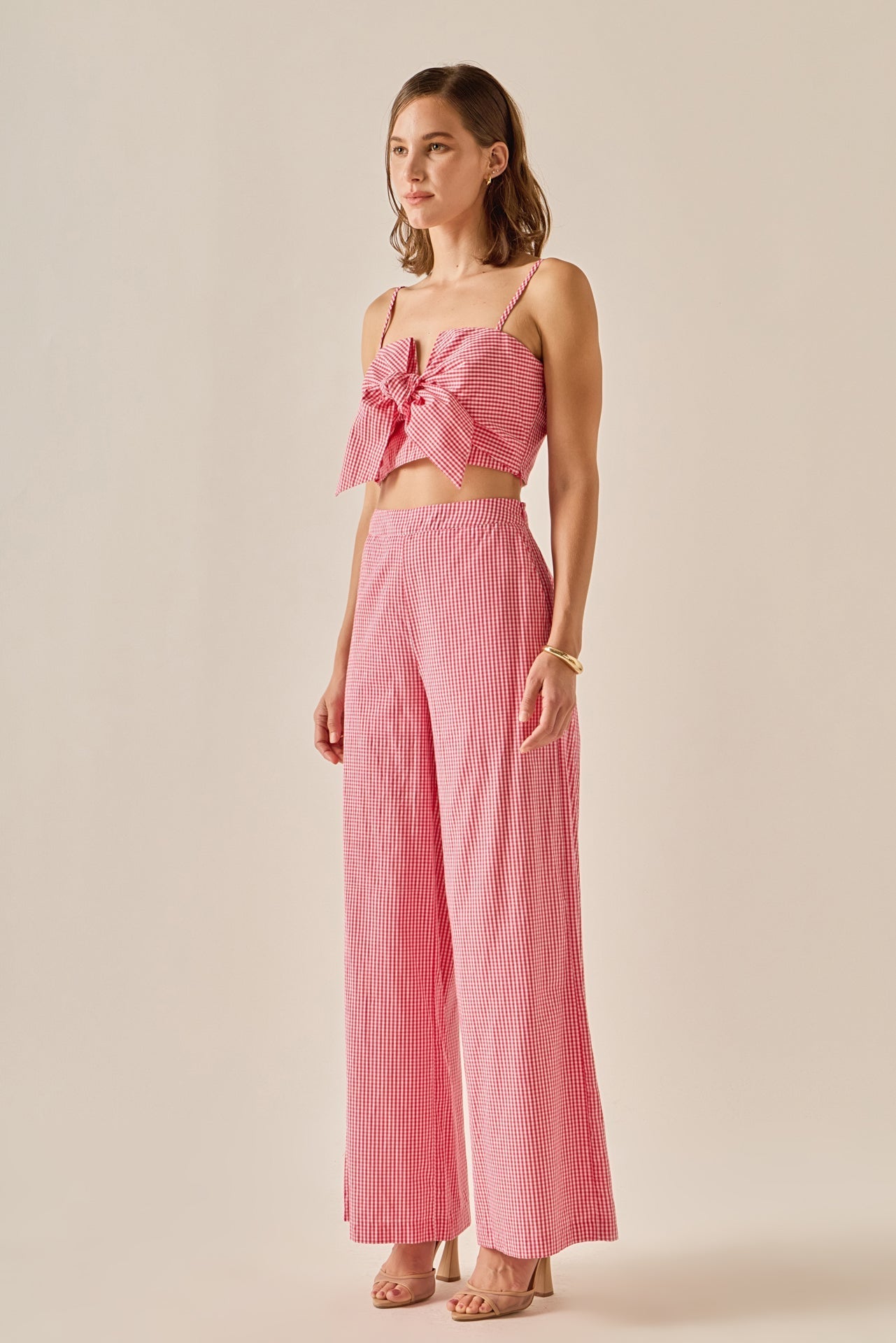 ENGLISH FACTORY - Gingham Twist Crop Top - TANK TOPS available at Objectrare