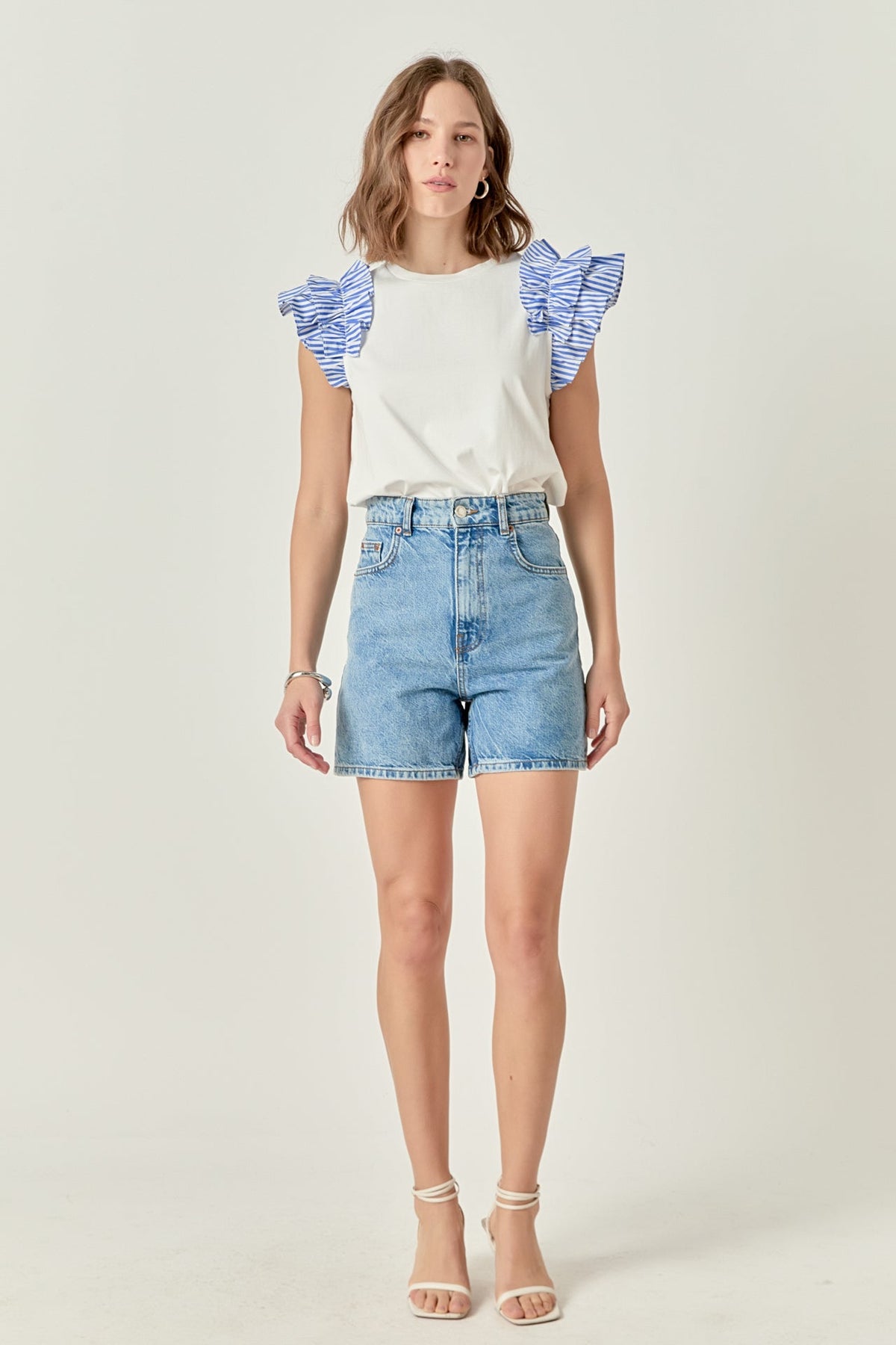 ENGLISH FACTORY - Striped Statement Sleeve Tee - TOPS available at Objectrare