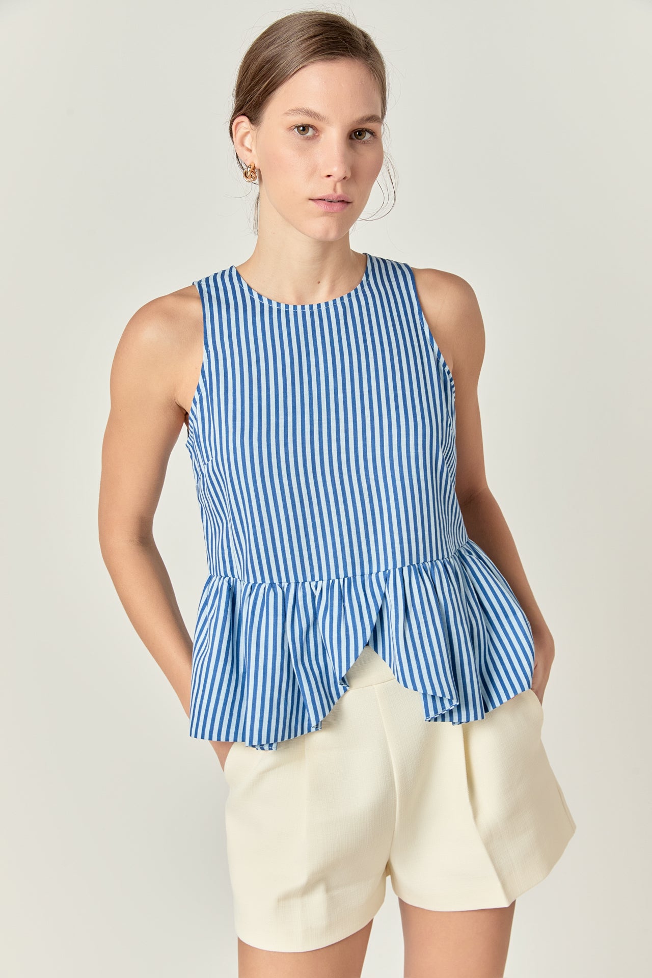 ENGLISH FACTORY - English Factory - Peplum Sleeves Striped Top - TOPS available at Objectrare