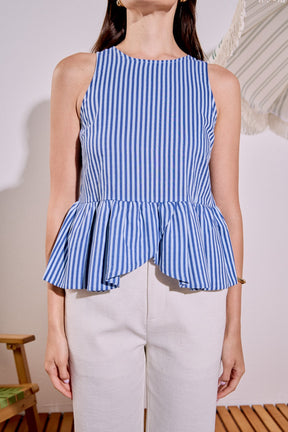 ENGLISH FACTORY - Peplum Sleeve Striped Top - TOPS available at Objectrare