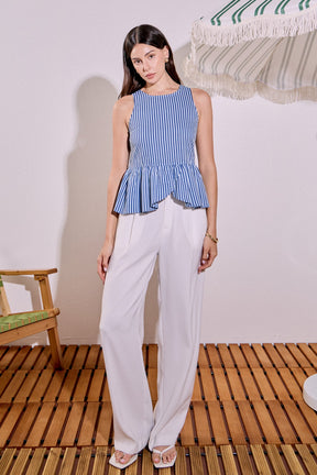 ENGLISH FACTORY - Peplum Sleeve Striped Top - TOPS available at Objectrare