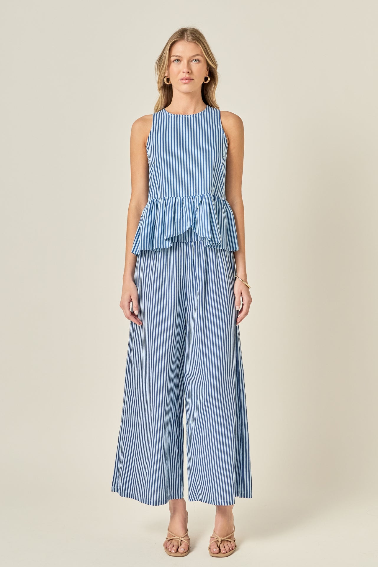 ENGLISH FACTORY - Peplum Sleeve Striped Top - TOPS available at Objectrare