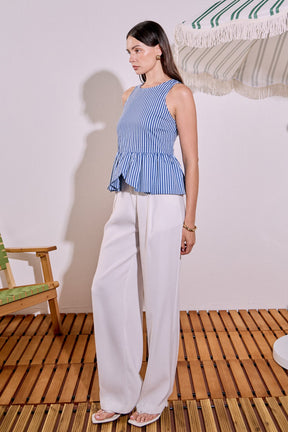 ENGLISH FACTORY - Peplum Sleeve Striped Top - TOPS available at Objectrare