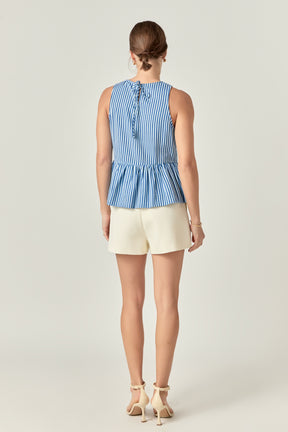 ENGLISH FACTORY - English Factory - Peplum Sleeves Striped Top - TOPS available at Objectrare