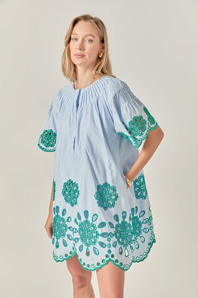 ENGLISH FACTORY - The Paloma Embroidered Mini Dress - DRESSES available at Objectrare