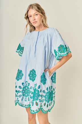 ENGLISH FACTORY - Paloma Embroidered Mini Dress - DRESSES available at Objectrare