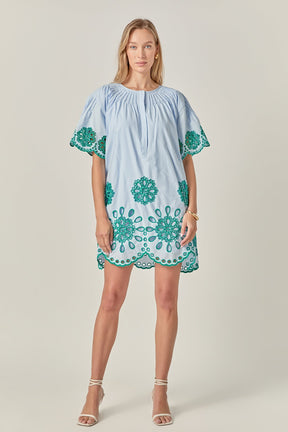 ENGLISH FACTORY - Paloma Embroidered Mini Dress - DRESSES available at Objectrare