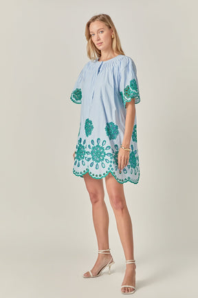 ENGLISH FACTORY - The Paloma Embroidered Mini Dress - DRESSES available at Objectrare