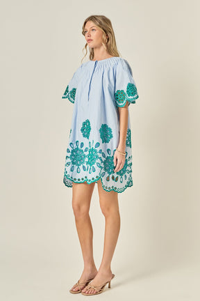 ENGLISH FACTORY - Paloma Embroidered Mini Dress - DRESSES available at Objectrare