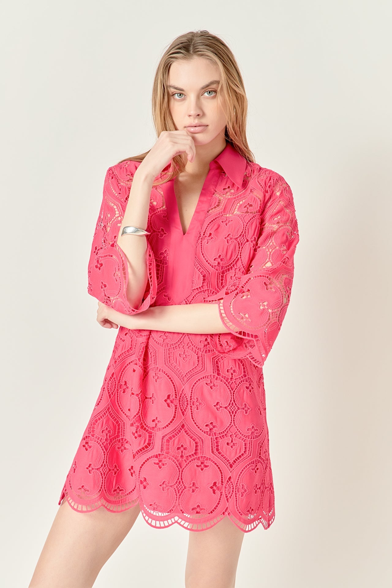 ENGLISH FACTORY - Embroidered Collar Mini Dress - DRESSES available at Objectrare