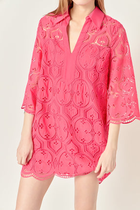 ENGLISH FACTORY - Embroidered Collar Mini Dress - DRESSES available at Objectrare