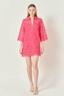 ENGLISH FACTORY - Embroidered Collar Mini Dress - DRESSES available at Objectrare