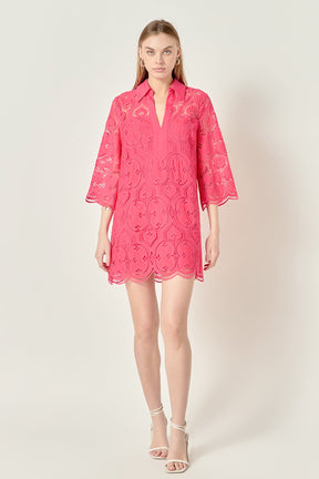 ENGLISH FACTORY - Embroidered Collar Mini Dress - DRESSES available at Objectrare