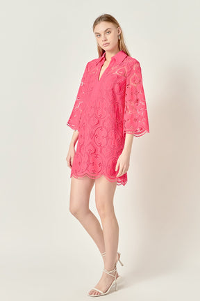 ENGLISH FACTORY - Embroidered Collar Mini Dress - DRESSES available at Objectrare