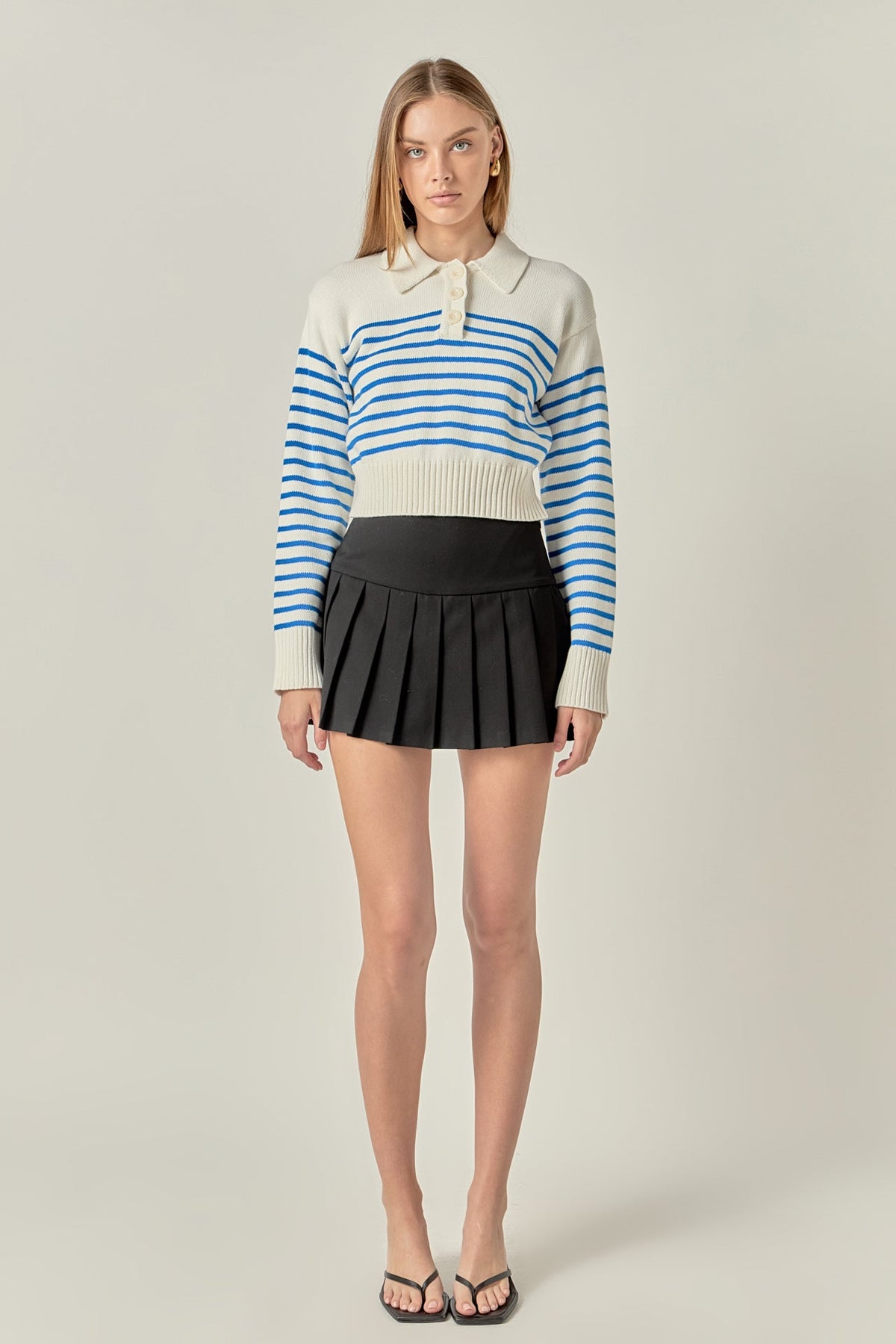 ENGLISH FACTORY - Stripe Knit Long Sleeve Top - TOPS available at Objectrare