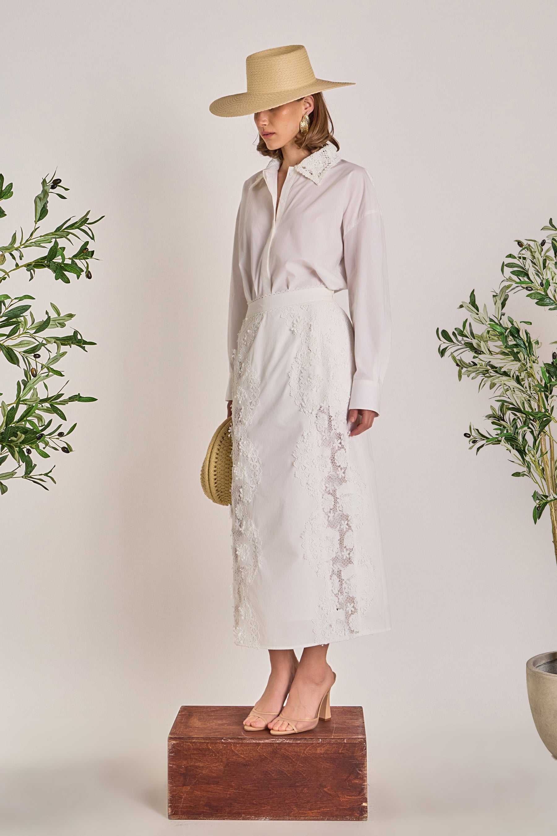 ENGLISH FACTORY - Crochet Collar Detailed Shirt - SHIRTS & BLOUSES available at Objectrare