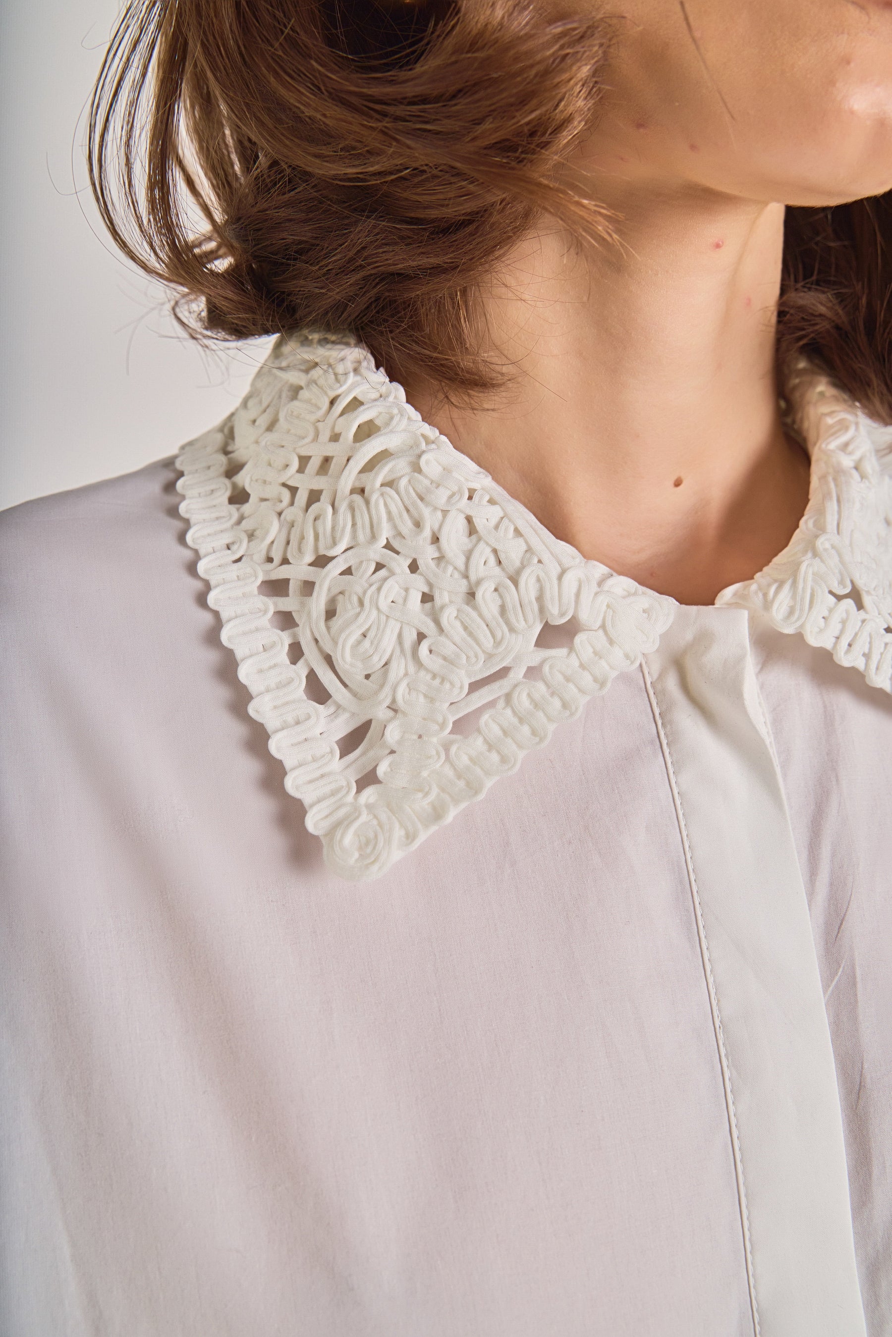 ENGLISH FACTORY - Crochet Collar Detailed Shirt - SHIRTS & BLOUSES available at Objectrare
