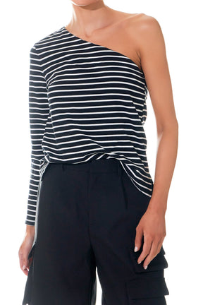 GREY LAB - Grey Lab - Stripe One Shoulder Top - TOPS available at Objectrare