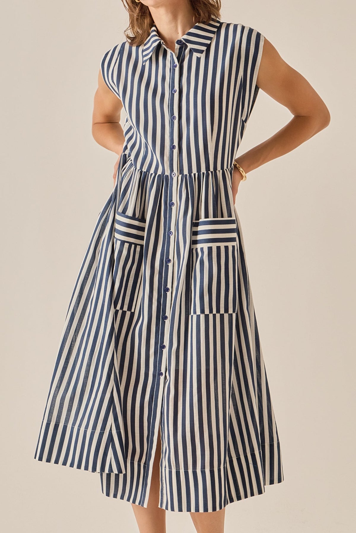 The Seersucker Stripe Midi Dress