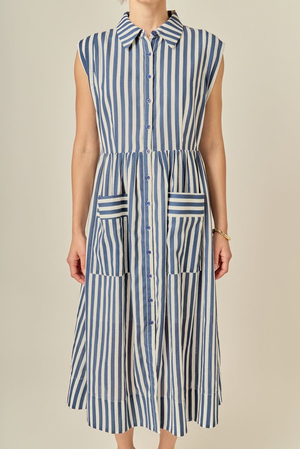 ENGLISH FACTORY - Seersucker Stripe Midi Dress - DRESSES available at Objectrare