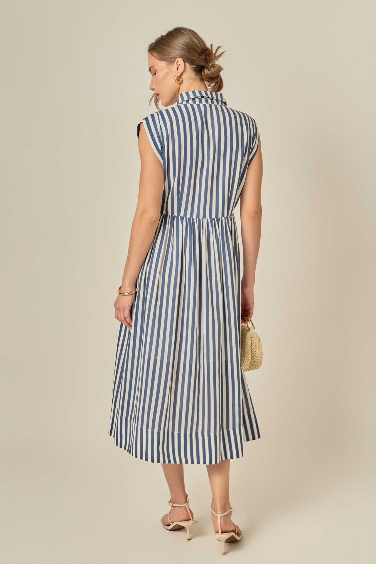 ENGLISH FACTORY - Seersucker Stripe Midi Dress - DRESSES available at Objectrare