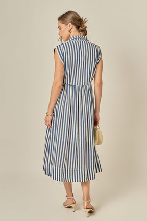 ENGLISH FACTORY - Seersucker Stripe Midi Dress - DRESSES available at Objectrare