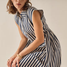 ENGLISH FACTORY - Seersucker Stripe Midi Dress - DRESSES available at Objectrare
