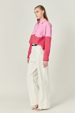 ENGLISH FACTORY - English Factory - Aubrey Colorblock Stripe Shirt - SHIRTS & BLOUSES available at Objectrare