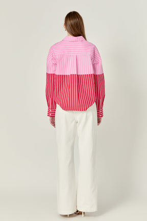 ENGLISH FACTORY - English Factory - Aubrey Colorblock Stripe Shirt - SHIRTS & BLOUSES available at Objectrare